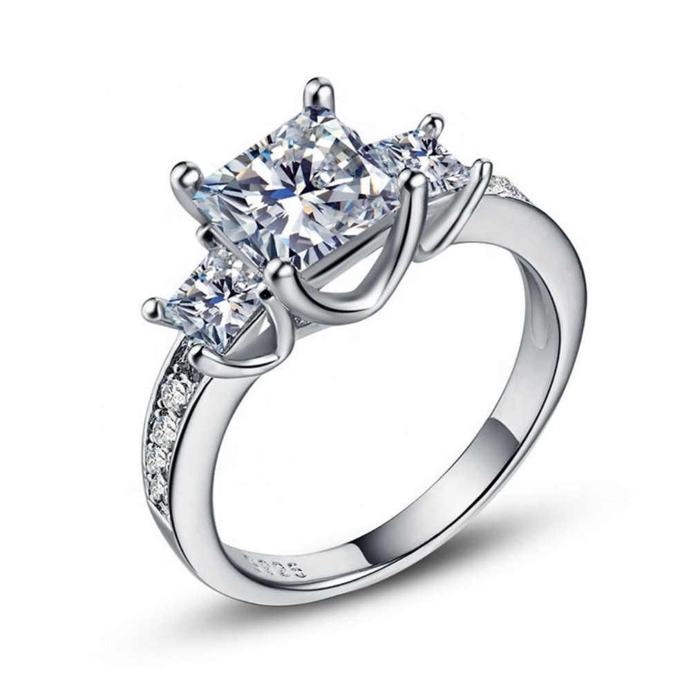 🔥Exquisite 925 Silver Plating Cushion CZ Diamond Ring, GPMB1474-8